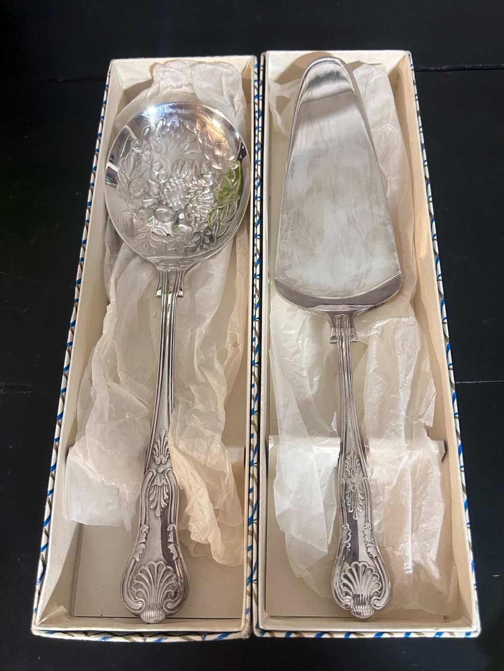Vintage EPNS Sheffield England Serving Spoon & Pie Server Set w/ Original Boxes
